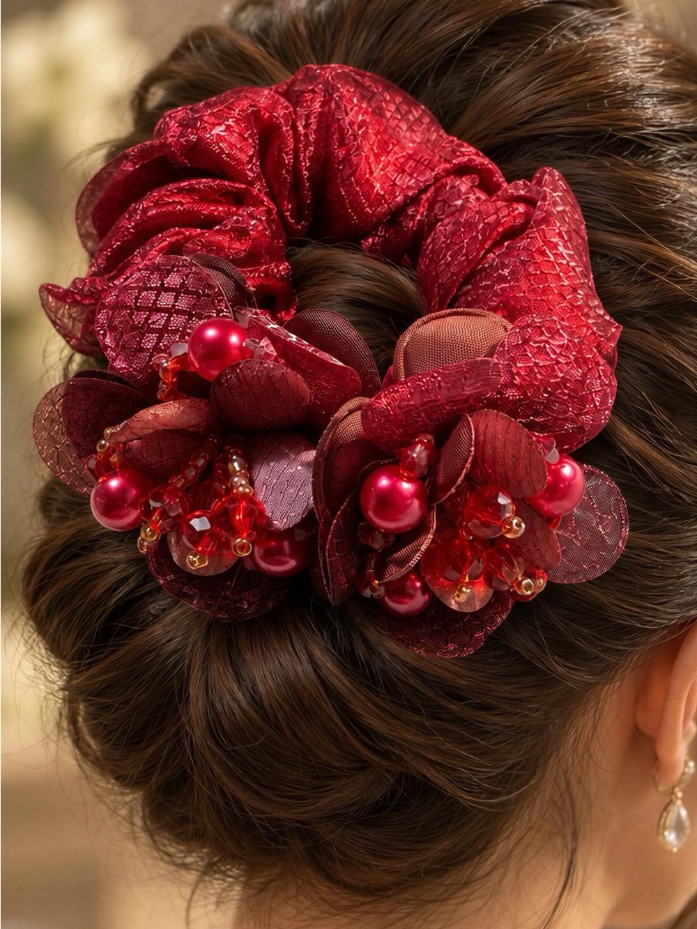Embellished Scrunchie Hair Accessory Set